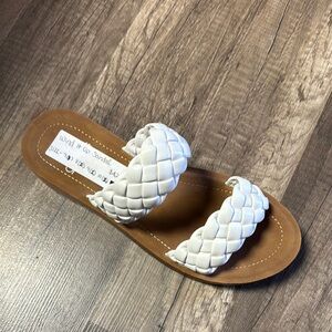 White Braided Sandals corkys